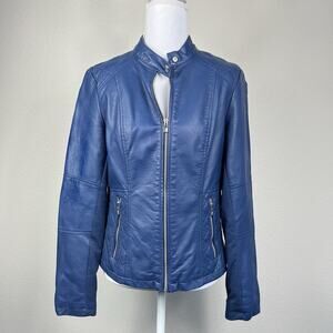 BLACK RIVET Moto Jacket Faux Leather Jacket Womens Small Animal Print Lining Zip